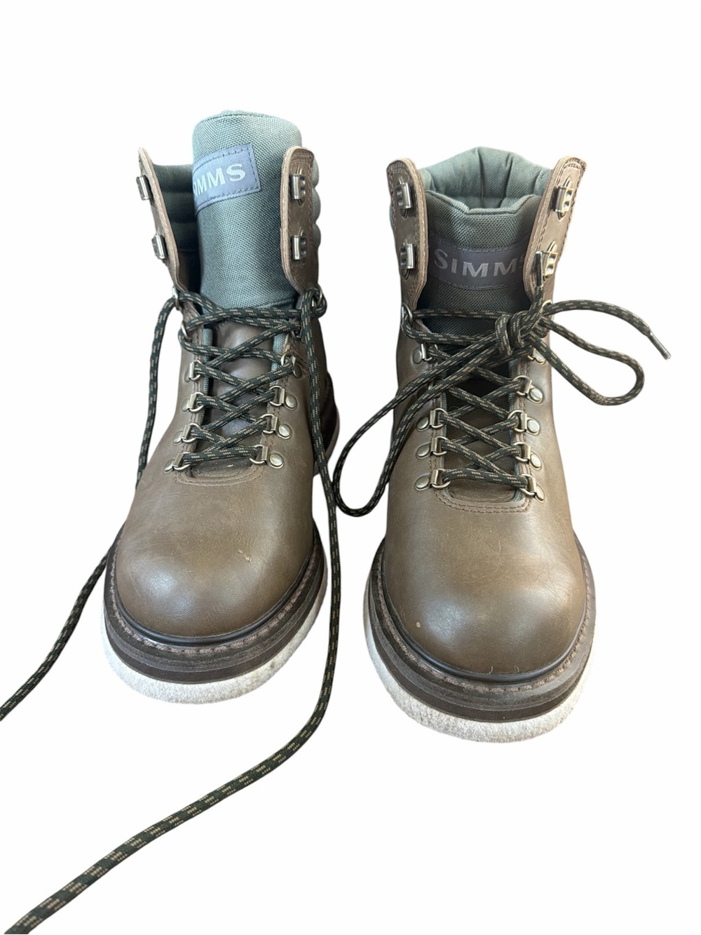 SIMMS Men's Brown Wading Boots - Durable Leather Fly Fishing Boots 10